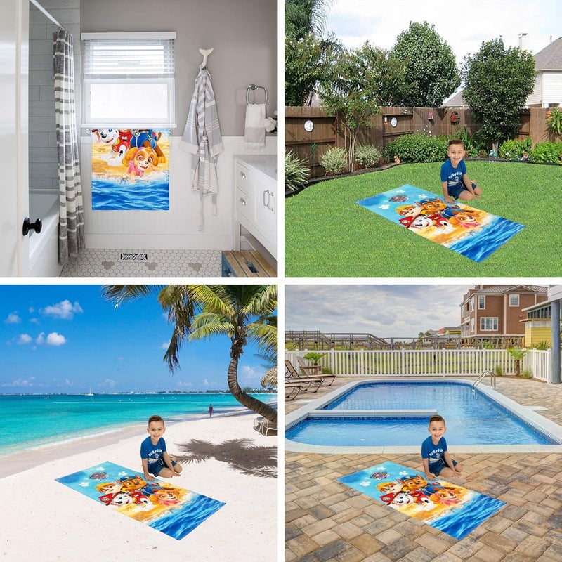 Franco Kids Super Soft Cotton Bath/Pool/Beach Towel, 58 in x 28 in, Paw Patrol - Image 4