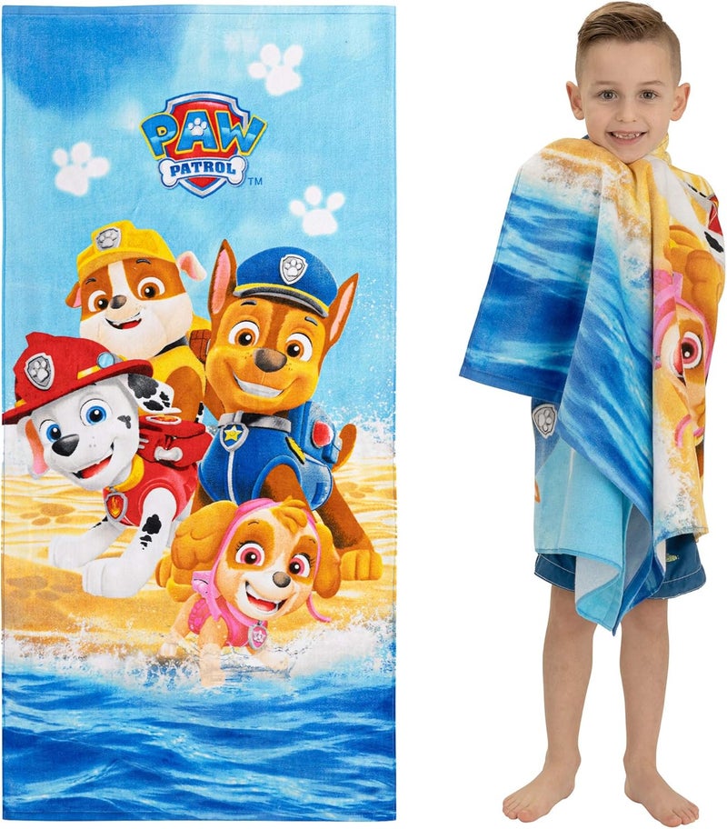 Franco Kids Super Soft Cotton Bath/Pool/Beach Towel, 58 in x 28 in, Paw Patrol - Image 1