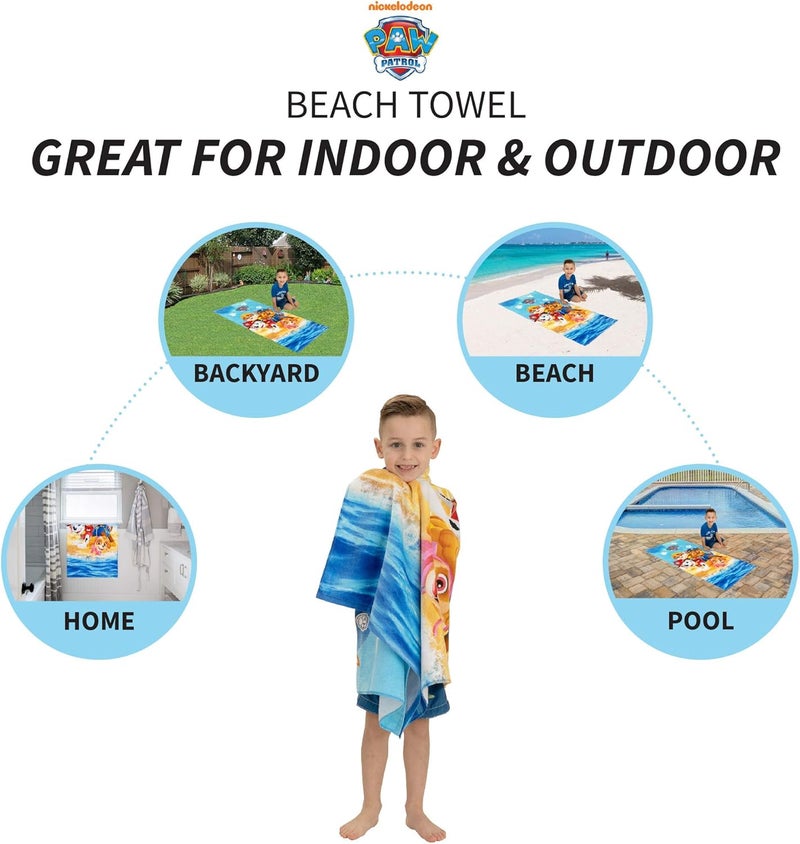 Franco Kids Super Soft Cotton Bath/Pool/Beach Towel, 58 in x 28 in, Paw Patrol - Image 2