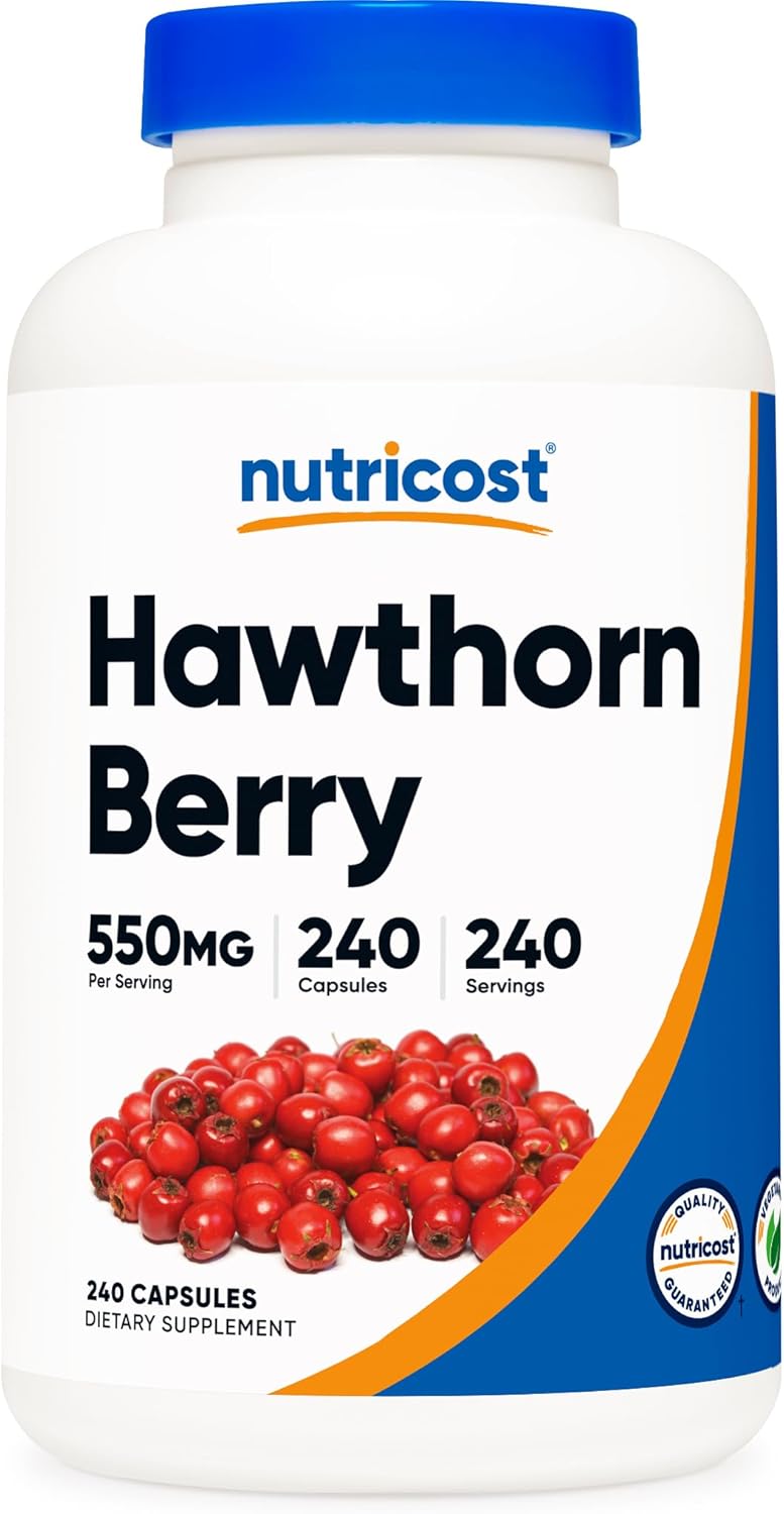 Nutricost Hawthorn Berry Capsules 550mg 240 Capsules Vegetarian Friendly NonGMO  Gluten Free - Image 1