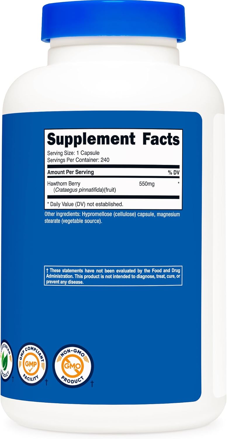 Nutricost Hawthorn Berry Capsules 550mg 240 Capsules Vegetarian Friendly NonGMO  Gluten Free - Image 5