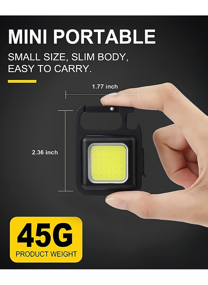 Small LED Flashlight, Rechargeable Keychain Mini Flashlight, 4 Light Modes Portable Pocket Light with Folding Bracket Bottle Opener and Magnet Base for Fishing Walking Camping Outdoor Indoor - Image 4