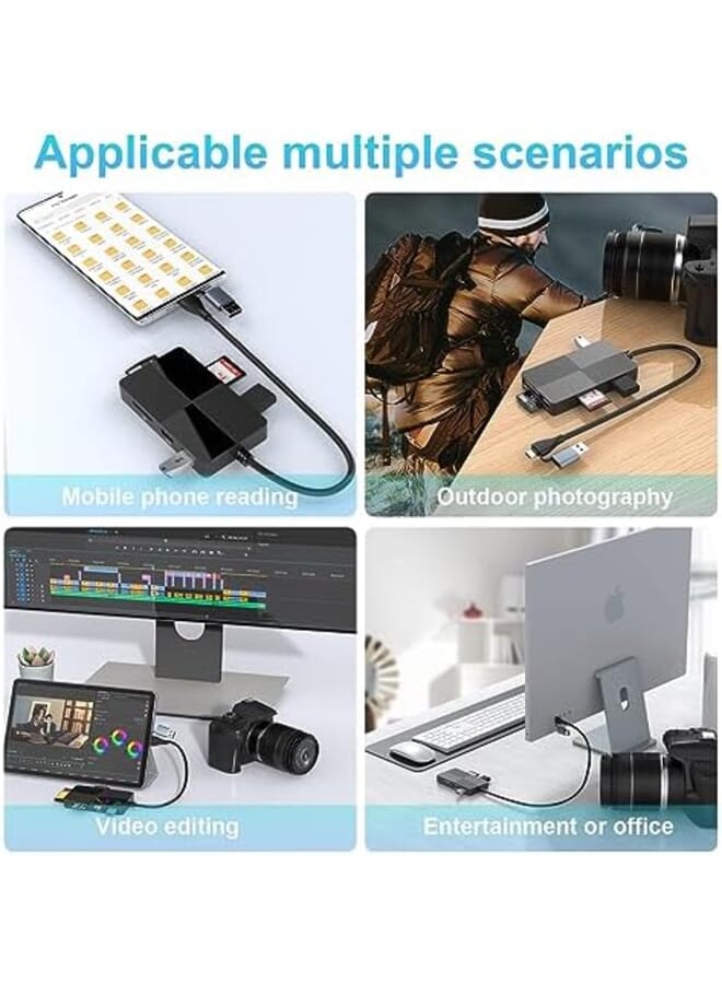 Usb C Multi Card Reader Hub 5 Memory Cards With Extra 3 Usb3.0 Sd Tf Cf Micro Sd Xd Ms Memory Card Reader Adapter Hub Fit For Sd Sdxc Sdhc Cf Cfi Tf Micro Sd Micro Sdxc Sdhc Ms Uhs Usb Stick Mouse  - Image 4