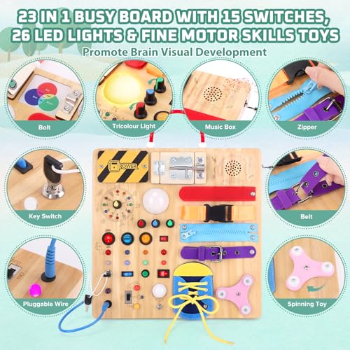 Hoarosall 23 in 1 Busy Board Montessori Toys for Toddler and 13 Year Old Boys and Girls - Image 5