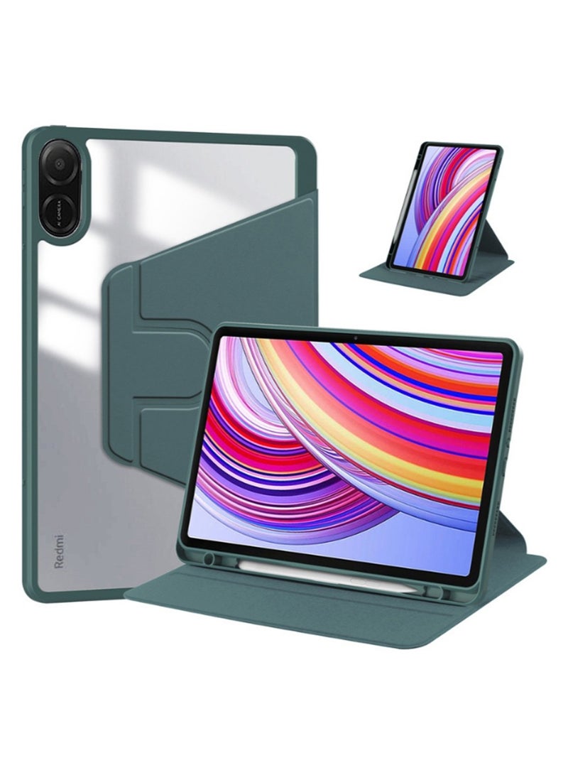 for Honor Pad X9 11.5 Inch Case Cover, Tablet Protective Case With Pen Slot, Acrylic 360 ° Rotating Design, Automatic Wake-up/sleep, Soft Leather,Green  - Image 1