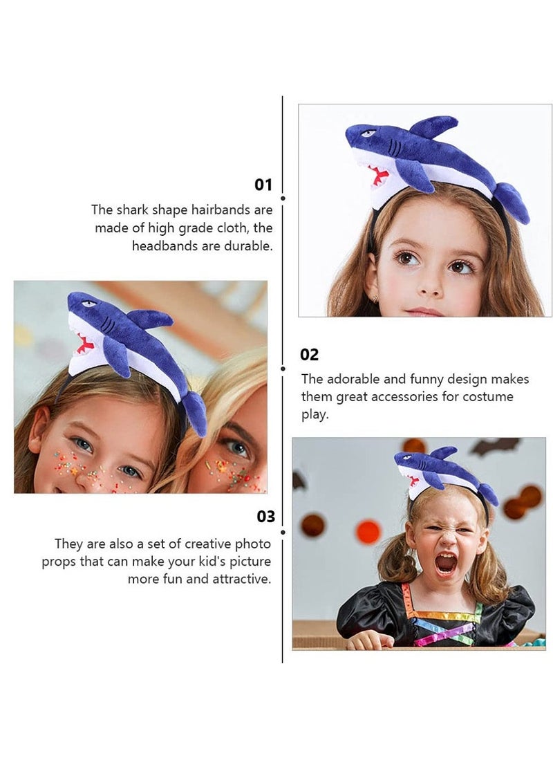 Shark Headband 2 PCS Cartoon Animal Hairband Ocean Themed Party Decorations Kids Hair Decorations Fashion Headbands Lovely and Fun Headband Soft and Comfortable for Themed Parties unisex - Image 2