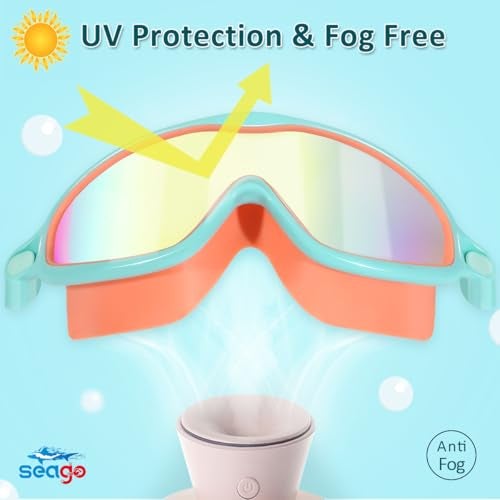 Seago Kids Goggles for Swimming 2 Pack No Leaking AntiFog Outer Eye Fit with Wide View UV Protection Crystal Clear Watertight Swim Goggles with nose cover Suitable for Children Youth Boys Girls Age 3 to 14 - Image 3