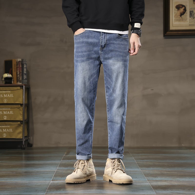 Jeans Men'S Loose Straight Elastic Autumn Arrival Men'S Trendy Brand All-Match Casual Long Pants For Boys - Image 3