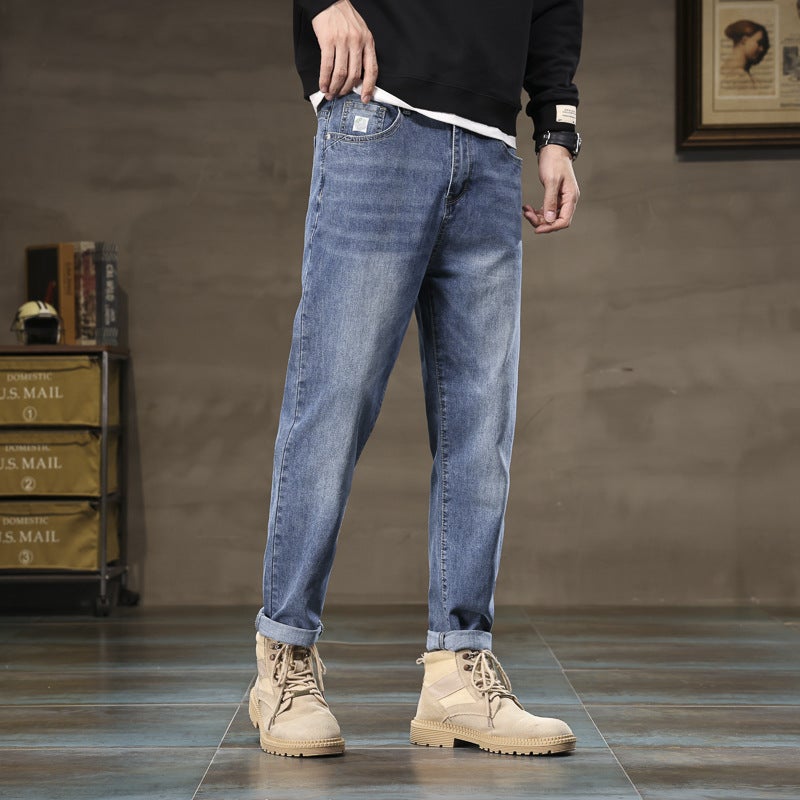 Jeans Men'S Loose Straight Elastic Autumn Arrival Men'S Trendy Brand All-Match Casual Long Pants For Boys - Image 4