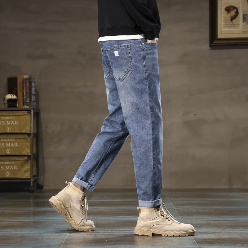 Jeans Men'S Loose Straight Elastic Autumn Arrival Men'S Trendy Brand All-Match Casual Long Pants For Boys - Image 5