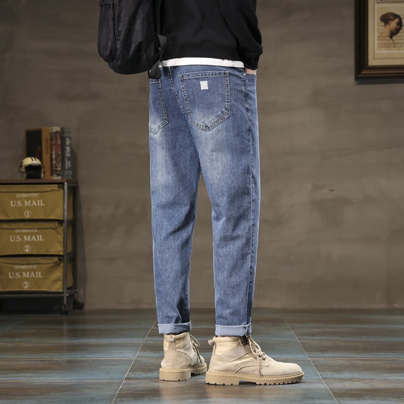 Jeans Men'S Loose Straight Elastic Autumn Arrival Men'S Trendy Brand All-Match Casual Long Pants For Boys - Image 2