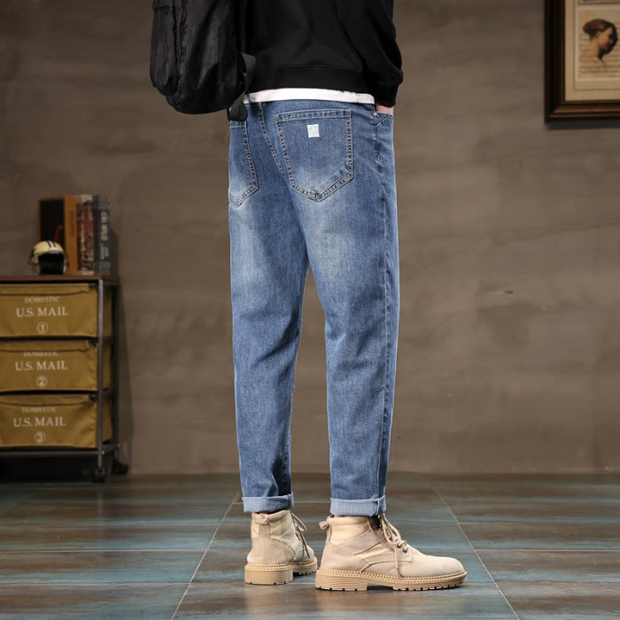 Jeans Men'S Loose Straight Elastic Autumn Arrival Men'S Trendy Brand All-Match Casual Long Pants For Boys - Image 1