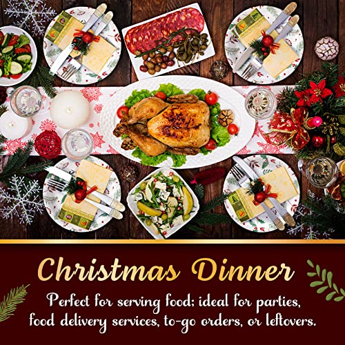 MATICAN Party Paper Plates, 50-Pack Disposable Paper Plates Christmas Party Supplies, Christmas Holly Design, 9-Inch Dinner Plates - Image 2