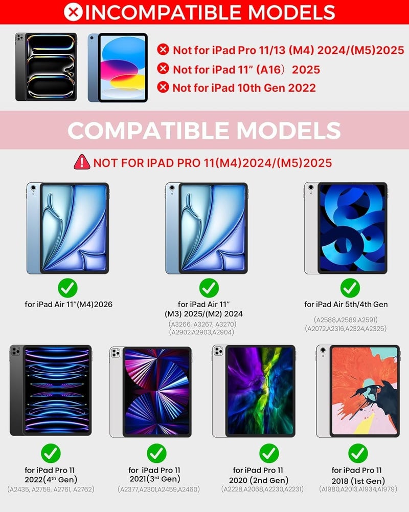 typecase Touch Keyboard for iPad Air 11 (M4/M3/M2,2026/2025/2024)Air 5th/4th & Pro 11(4th/3rd/2nd/1st) Trackpad,11-Color Backlit,360°Rotatable,Pencil Holder(Not for A16/10th/Pro 11-M5/M4)-Mid.Green'26 - Image 2
