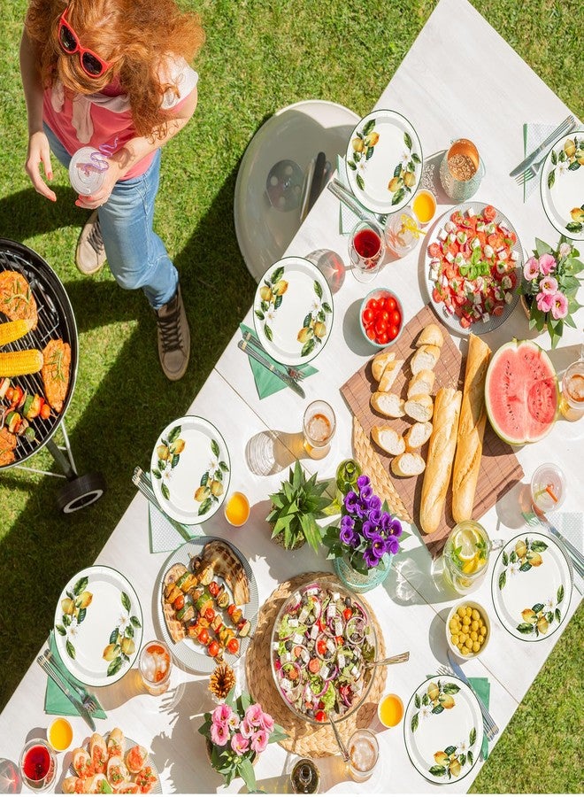 JarThenaAMCS 50Pcs Summer Lemon Floral Paper Plates 9 Inch Yellow Green Disposable Plates Decorative Dinner Dessert Plates for Holiday Wedding Lemon Themed Birthday Party Supplies - Image 4