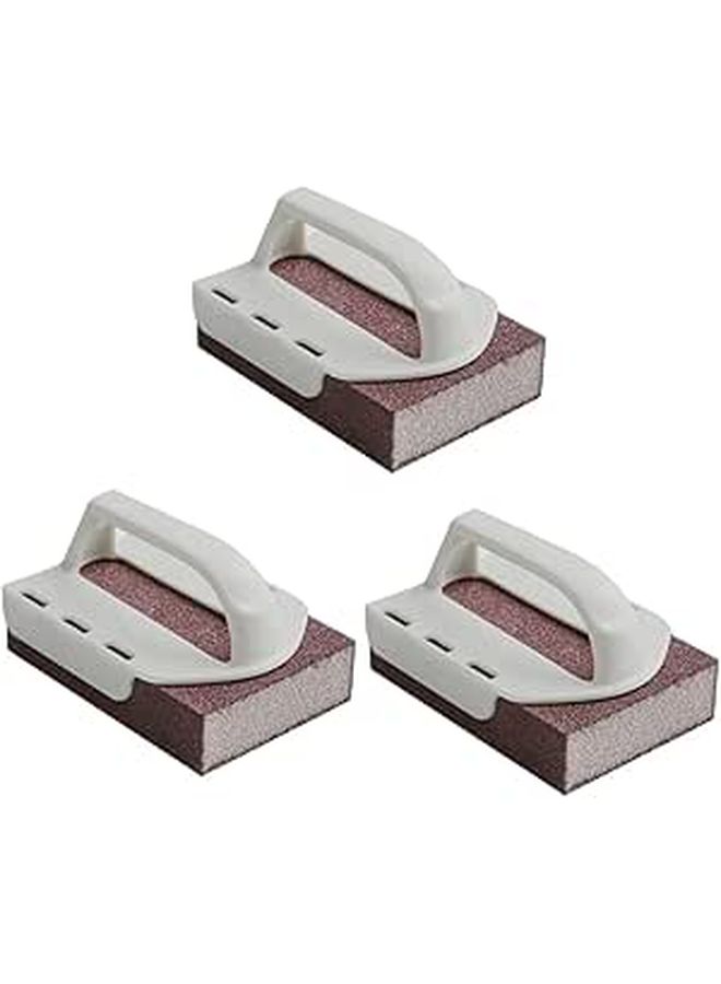 3Pcs Ergonomic Handle Dish Brush With Emery Sponge For Kitchen Cleaning Multi Surface Scrubber Grey - Image 1