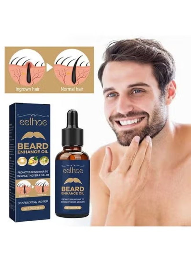 EELHOE Beard Enhance Oil, for Beard More Full and Thick, Beard Growth Care Serum of Plant Extraction, Pure Natural Promote Beard and Hair Growth 30ml - Image 1