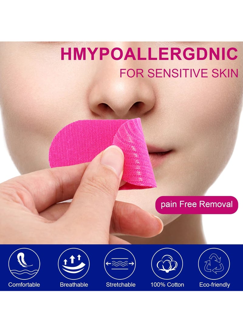 Elaimei 42 قطعة شريط ميكروبور شريط فم شريط نوم ناعم ومريح لاصق لطيف وآمن شريط فم للتنفس الأنفي مضاد للشخير تنفس أفضل شريط نوم خالي من الروائح شريط فم وردي - Image 4