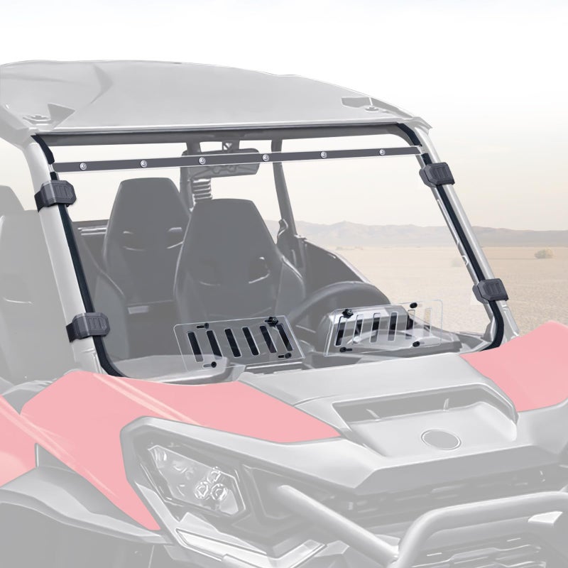 StarknightMT 2021 Vented Commander Windshield Commander Sliding Full Window Front Windshield Compatible With 2021 2022 2023 2024 2025 Can Am Commander Max 1000 700 XT DPS