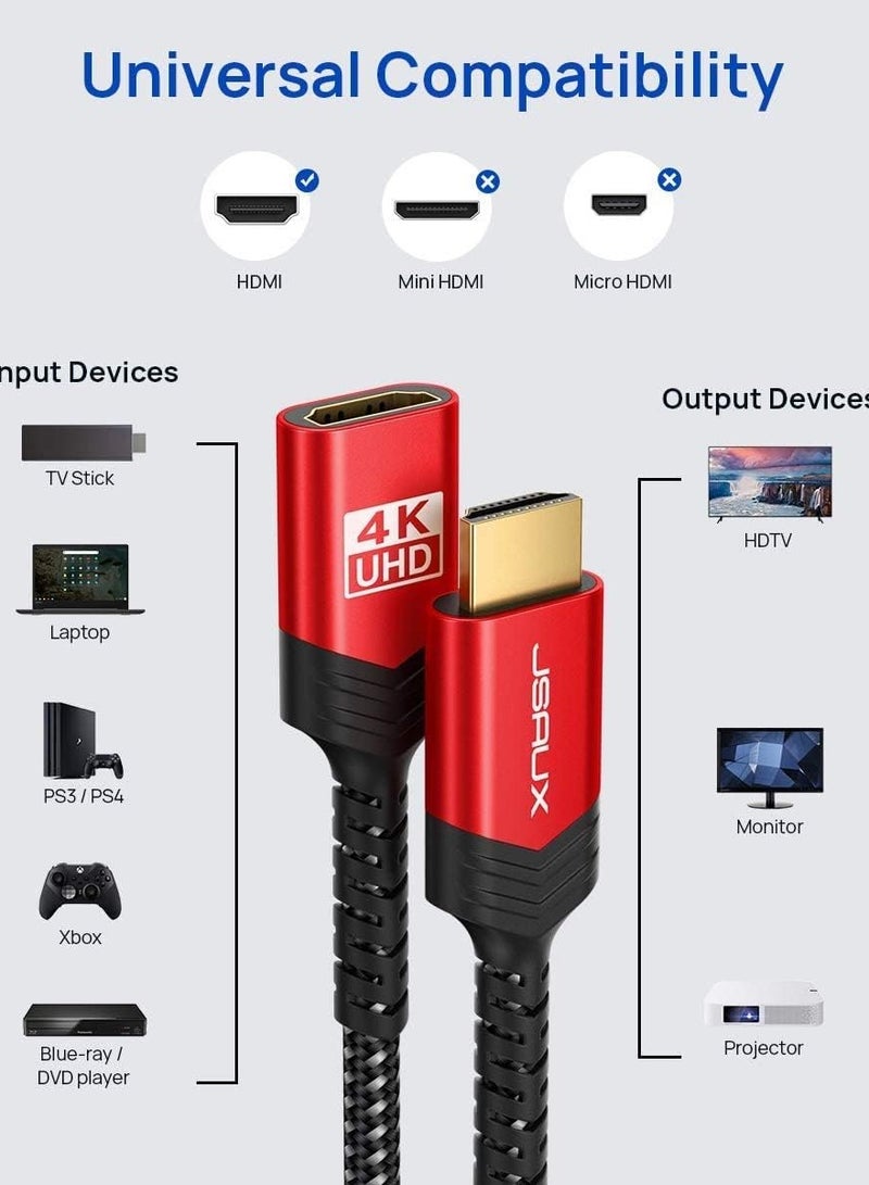 جيسوس كابل تمديد HDMI من جيه سوكس، كابل عالي السرعة HDMI 4K 60 هرتز بطول 3 متر موديلCV0018 ، احمر - Image 2