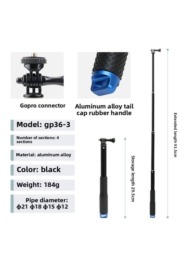 Source Straight Hair GoPro Selfie Stick GoPro Sports Camera Aluminum Alloy Universal Retractable Selfie Stick-Color:GP36-3  - Image 1