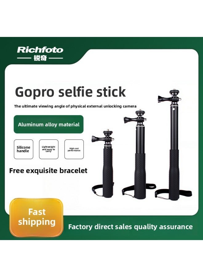 Source Straight Hair GoPro Selfie Stick GoPro Sports Camera Aluminum Alloy Universal Retractable Selfie Stick-Color:GP36-3  - Image 2