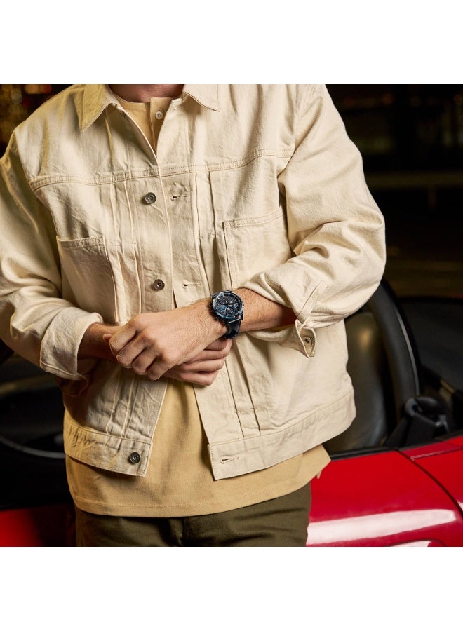 Casio Edifice EQS-940NL-1AVUDF Men’s Solar Chronograph Watch, Stainless Steel Case, Black Leather Strap, Black Dial, 100m Water Resistance - Image 5