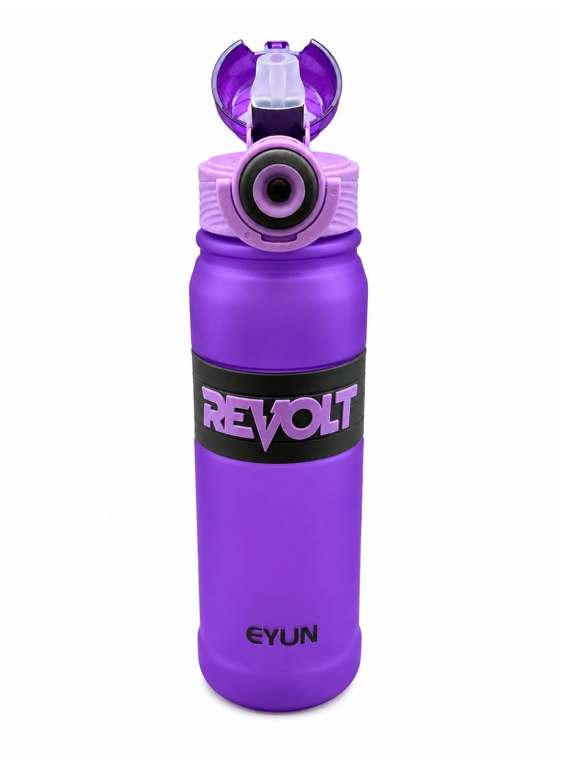 EYUN زجاجة مياه رياضية EYUN Revolt سعة 1000 مل، خالية من BPA ومانعة للتسرب وآمنة للطعام ومناسبة للفريزر للجيم والمدرسة والمكتب والسفر (بنفسجي) - Image 2