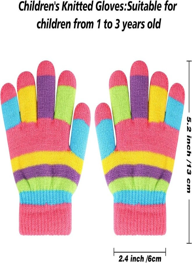 MIKONIKO 4 Pairs Kids Warm Gloves Winter Gloves Knit Gloves for Kids Boys Girls, 2-3 Years Old, Multicoloured - Image 4