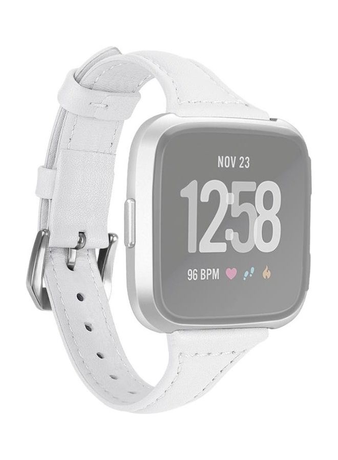 بي جي إم سوار معصم ذكي مصنوع من الجلد، مناسب لساعة فيتبيت فيرسا 2. أبيض - Image 1