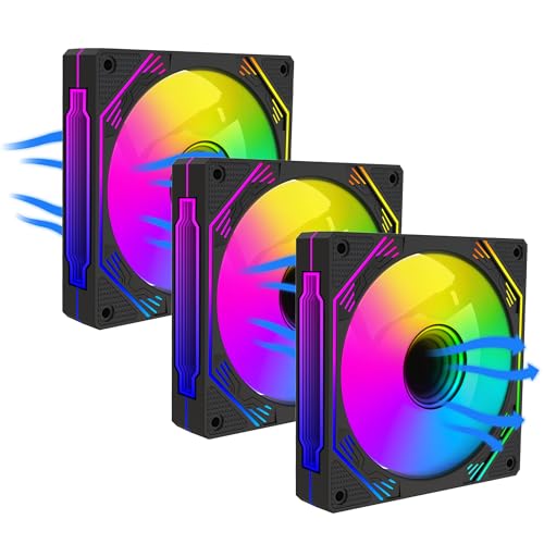 PANO-MOUNTS 120mm ARGB Fan Infinity Mirror Reverse Airflow 5V 3Pin Addressable RGB PWM PC Computer Water Cooler CPU Case Fan 500-1500RPM Black 3-Pack - Image 1
