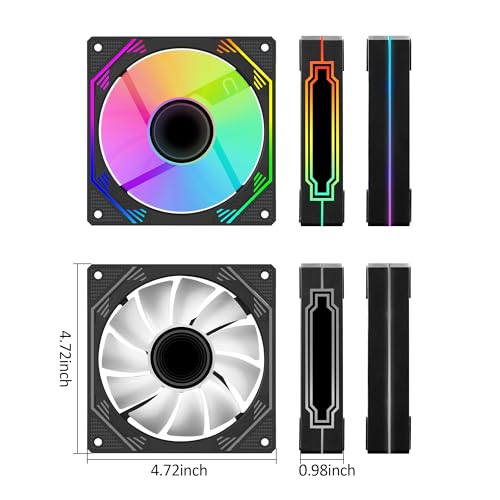 PANO-MOUNTS 120mm ARGB Fan Infinity Mirror Reverse Airflow 5V 3Pin Addressable RGB PWM PC Computer Water Cooler CPU Case Fan 500-1500RPM Black 3-Pack - Image 2