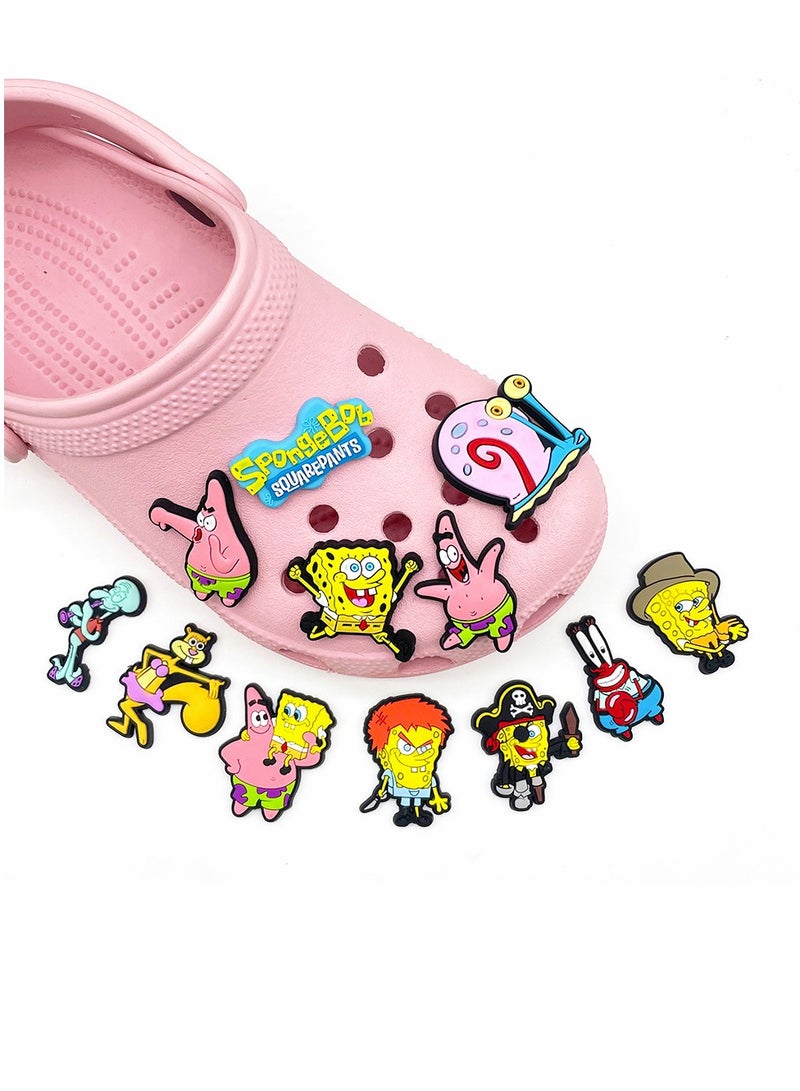 KASTWAVE Shoe Decoration Charms, Crocs Shoe Charm Jibbitz SpongeBob 12 Pcs - Image 3