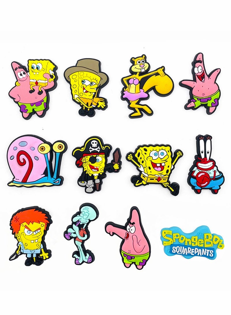 KASTWAVE Shoe Decoration Charms, Crocs Shoe Charm Jibbitz SpongeBob 12 Pcs - Image 1