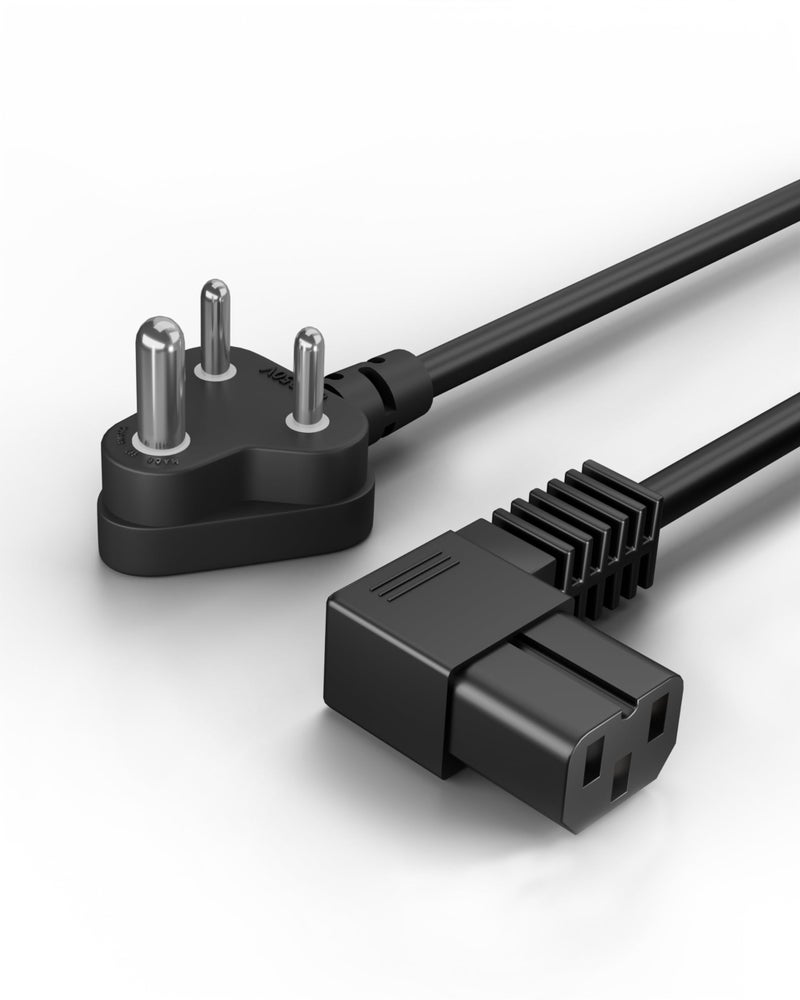 FEDUS 1.8 Meter 90 Degree L Shape 3 Pin Computer Power Cable Cord for Desktops, PC, Printers/Monitor - SMPS IEC Mains Cable Black - Image 1