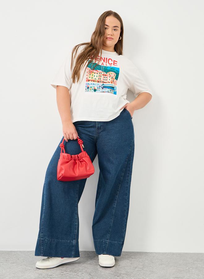 Styli Plus Wide Leg Jeans with Pockets - Image 1