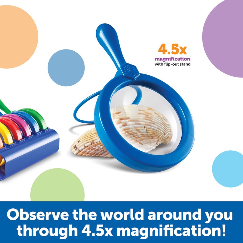 Learning Resources Primary Science Jumbo Magnifiers with Stand - 6 Pieces, Ages 3+, Science Classroom Accessories, Teacher Supplies, Observation Toys for Kids, Back to School Supplies - Image 5