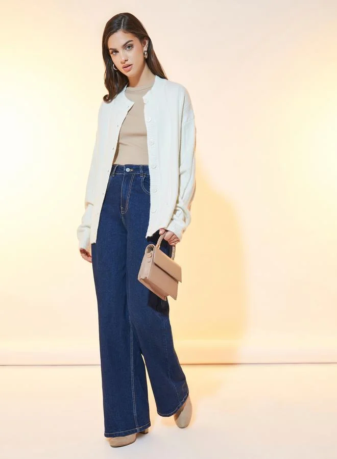 Take Two Solid Long Sleeves Front Button Cardigan