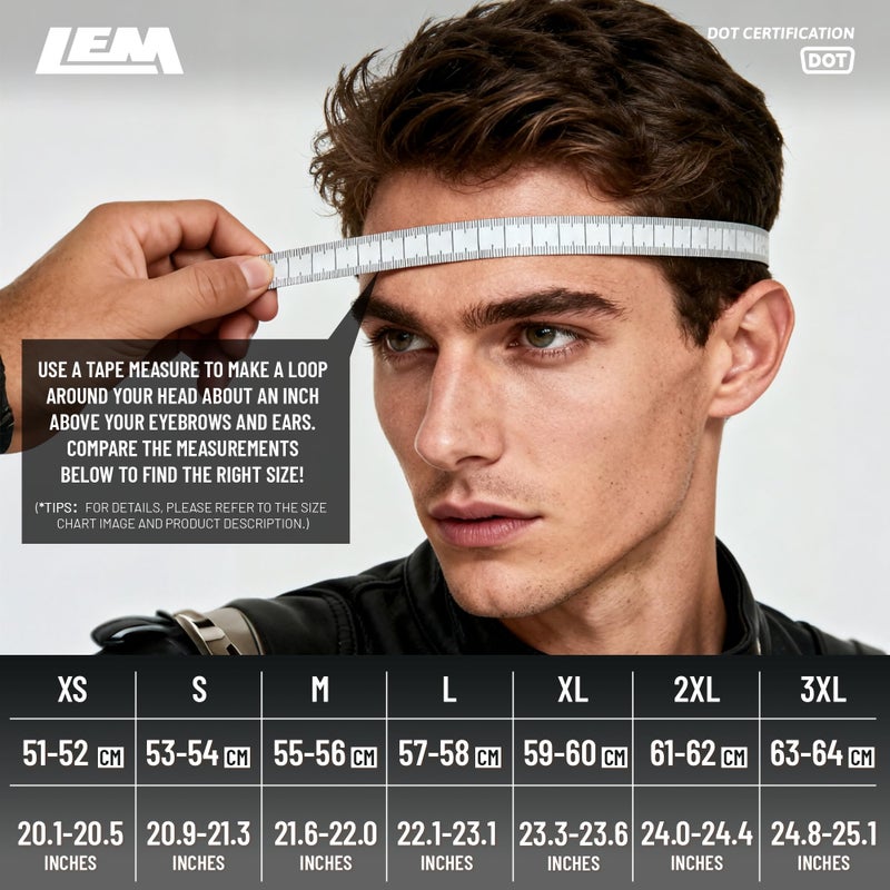 LEM Modular Motorcycle Helmets Fiberglass, Full Face Motorcycle Helmet Flip Up for Touring, DOT Certified, Release Sun Visor & Removable Comfort Liner, Lightweight Street Bike Helmet (White, S) - Image 2