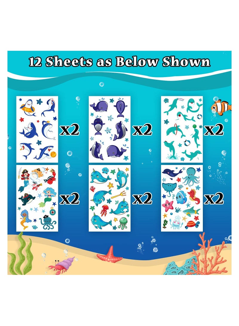 SYOSI Luminous Under Sea Temporary Tattoos Glow Ocean Beach Pool Birthday Party Decorations Supplies Favors Fake Tattoo Stickers for Kids Gifts 170 Styles 12 Sheets - Image 5