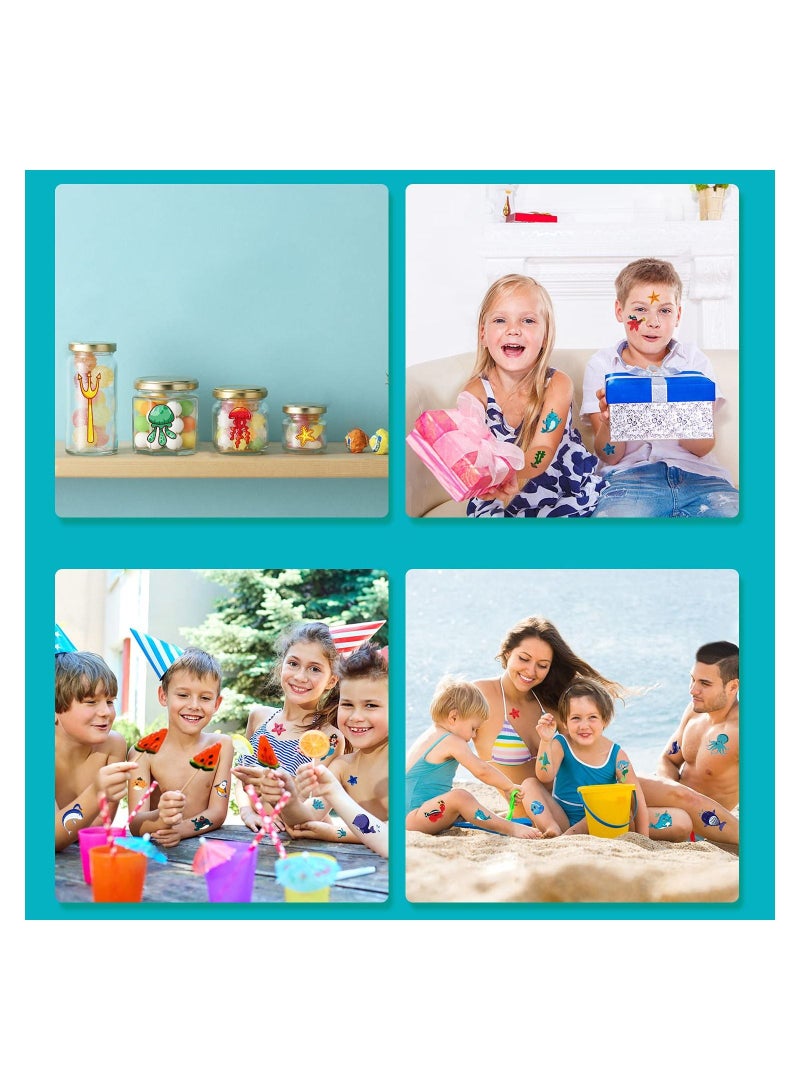 SYOSI Luminous Under Sea Temporary Tattoos Glow Ocean Beach Pool Birthday Party Decorations Supplies Favors Fake Tattoo Stickers for Kids Gifts 170 Styles 12 Sheets - Image 3