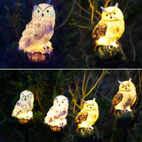 SmilingTown 2 Packs Owl Solar Lights Outdoor Figurine Lights Owl Decor Solar LED Lights Garden Decoration with Stake Waterproof for Lawn Pathway Yard Patio Owl Gift Ideas - Image 2