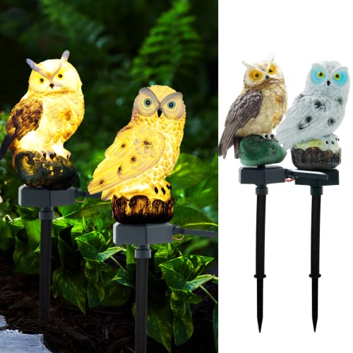 SmilingTown 2 Packs Owl Solar Lights Outdoor Figurine Lights Owl Decor Solar LED Lights Garden Decoration with Stake Waterproof for Lawn Pathway Yard Patio Owl Gift Ideas - Image 1