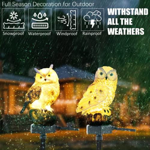 SmilingTown 2 Packs Owl Solar Lights Outdoor Figurine Lights Owl Decor Solar LED Lights Garden Decoration with Stake Waterproof for Lawn Pathway Yard Patio Owl Gift Ideas - Image 5