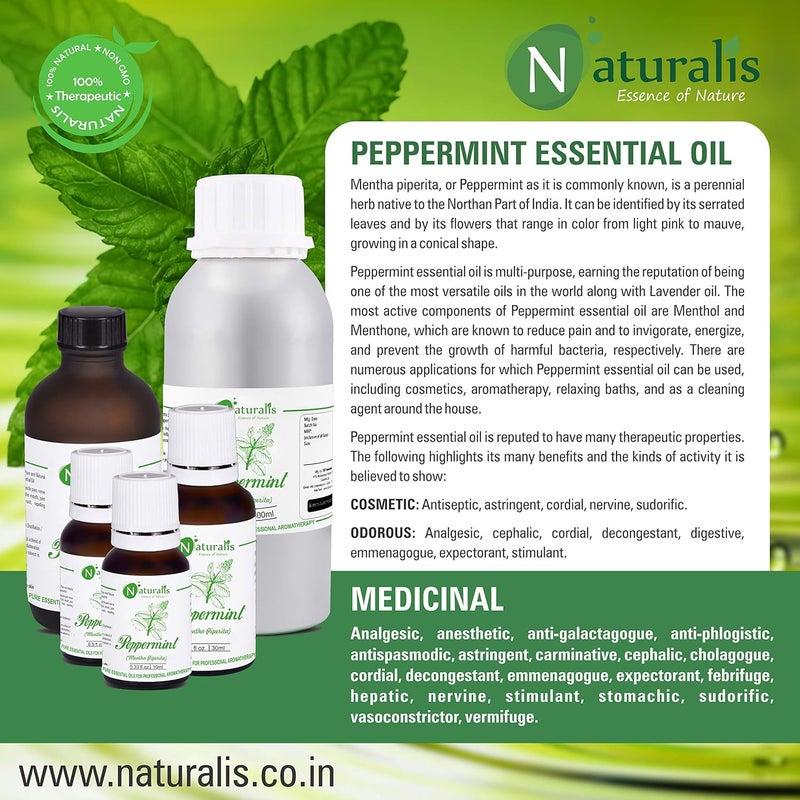 Naturalis Peppermint Essential Oil - Pure Therapeutic Grade Peppermint Oil For Hair, Skin Care, Steaming, Diffuser & Aromatherapy - Soothing Relief - 30Ml - Image 5