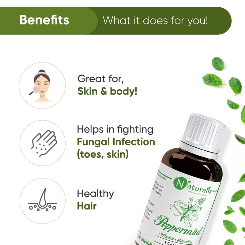 Naturalis Peppermint Essential Oil - Pure Therapeutic Grade Peppermint Oil For Hair, Skin Care, Steaming, Diffuser & Aromatherapy - Soothing Relief - 30Ml - Image 3