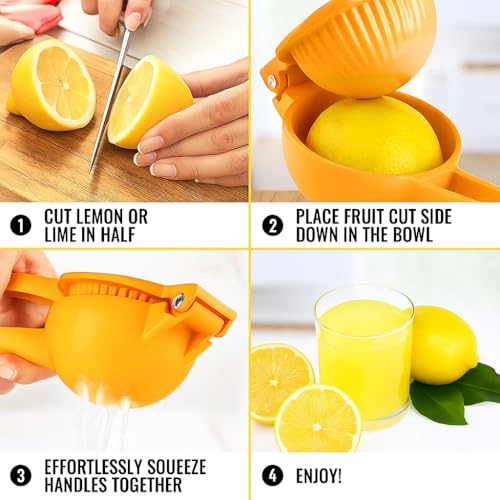 EZYHOME Lemon Squeezer With Lifetime Waranty, Large Citrus Juicer and Lemon Juicer Hand Press Heavy Duty Lime Squeezer Easy Squeeze Manual Juicer Metal Hand Juicer For Making Fresh Juice - Image 3