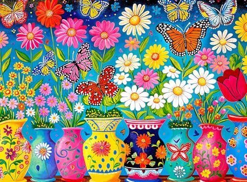 Cross & Glory Cross Glory 1000 Piece Jigsaw Puzzle for Adults Blooming Butterflies Best New Spring Garden Puzzle Vibrant Butterfly 20x27 Inches Flower Puzzle - Image 1