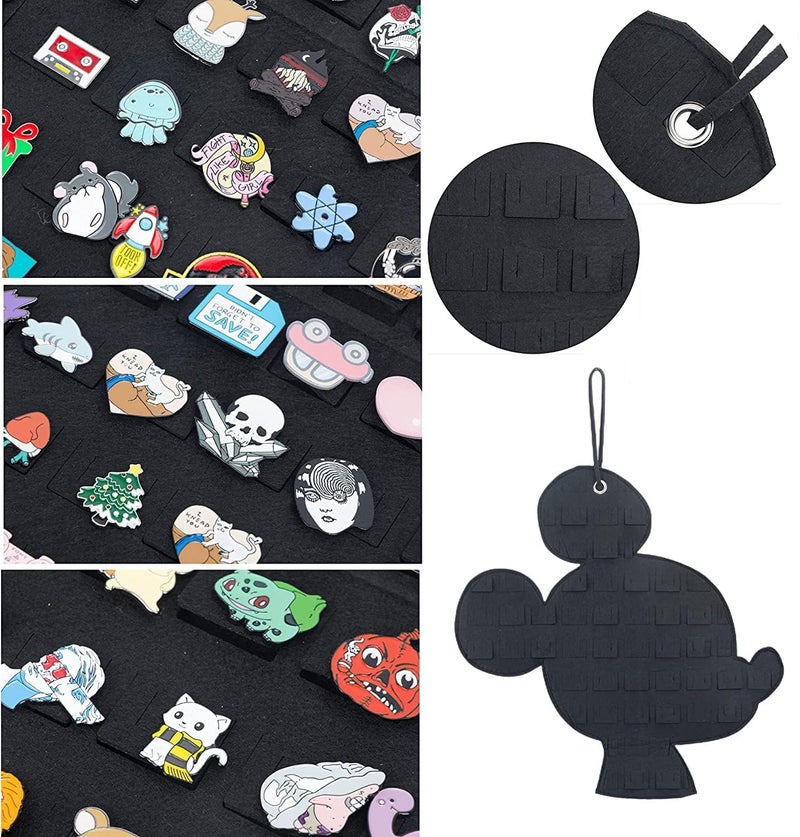 JOYMOMO Hanging Brooch Organizer - Enamel Pin Display, Cute Cartoon Shape Storage Holder for Brooch Pins (Black + Pink) - Image 5
