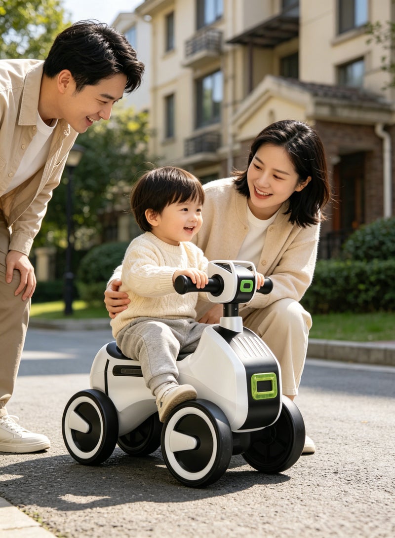 Aimayapet Baby Balance Bike with Wheels,Toddler Ride-on Toy Kids Balance Bike 4-Wheel with Music & Light for Boys Girls 1 to 3 Years Safety Anti-Rollover,Pedalless Toddler Baby Walker Riding Gifts (Black and White) - Image 3